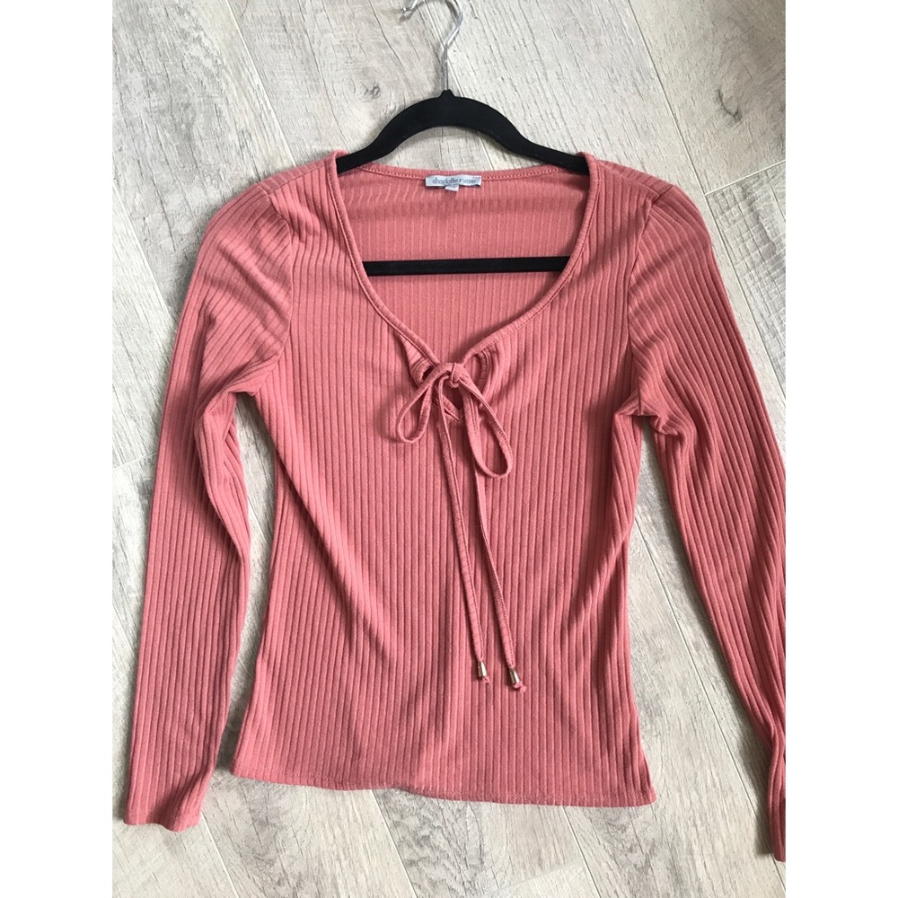 Charlotte Russe Mauve Ribbed Long Sleeve